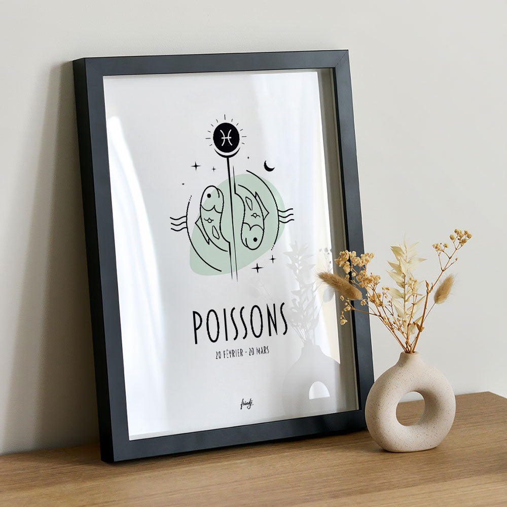 Affiche signe astrologique poissons