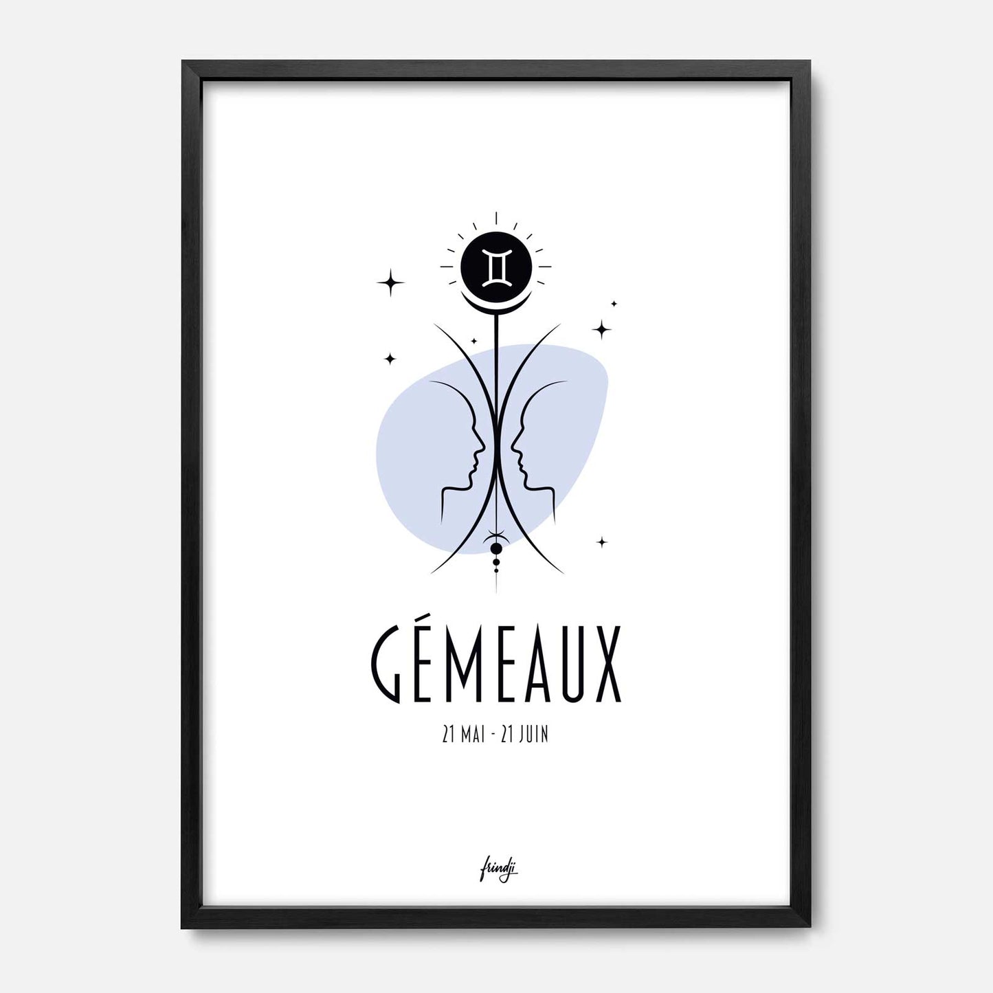 Affiche du signe astrologique du gémeaux pour une déco zen