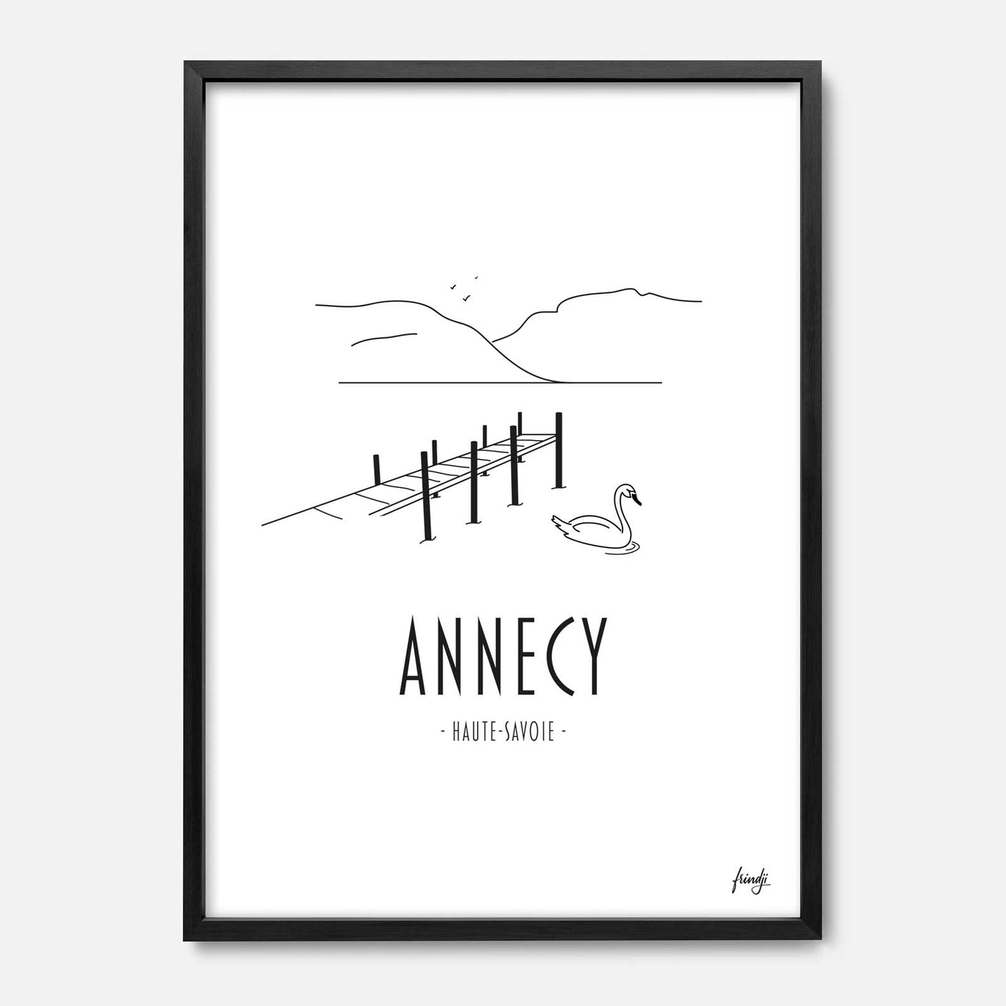 Affiche de la ville d'Annecy avec son signe et son lac
