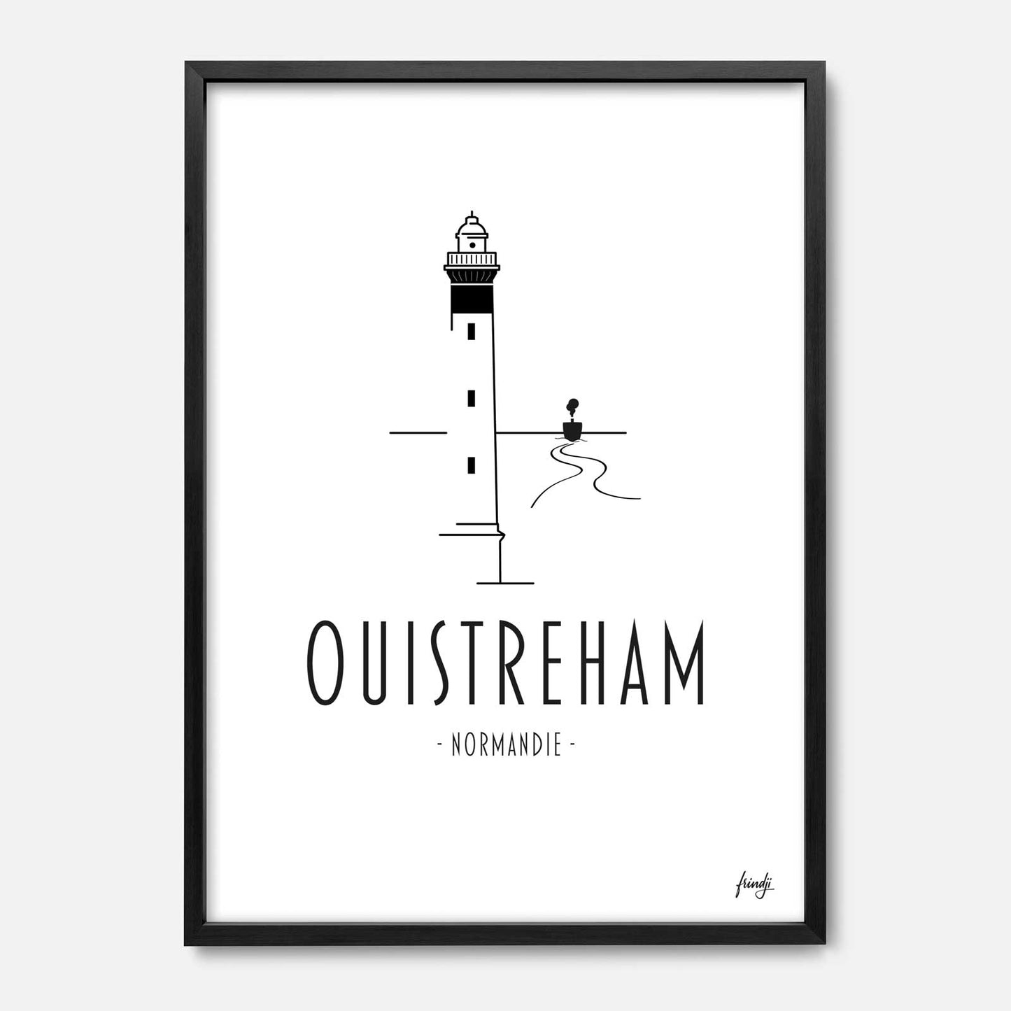 Affiche de la ville de Ouistreham et de son phare