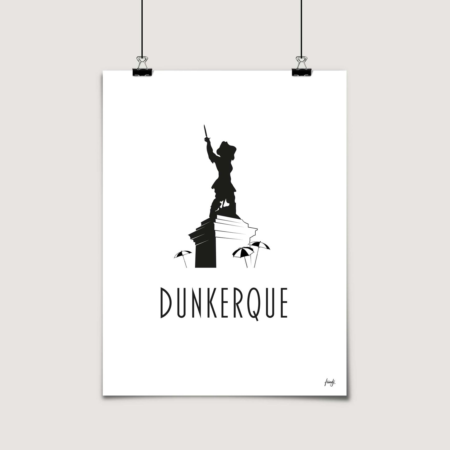 Poster de la Ville de Dunkerque avec Jean Bart et les parapluies du carnaval