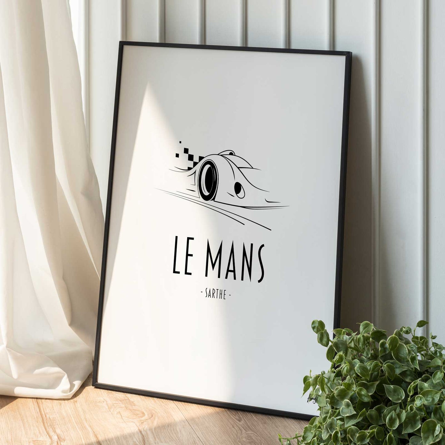 Affiche des 24h du mans en noir et blanc