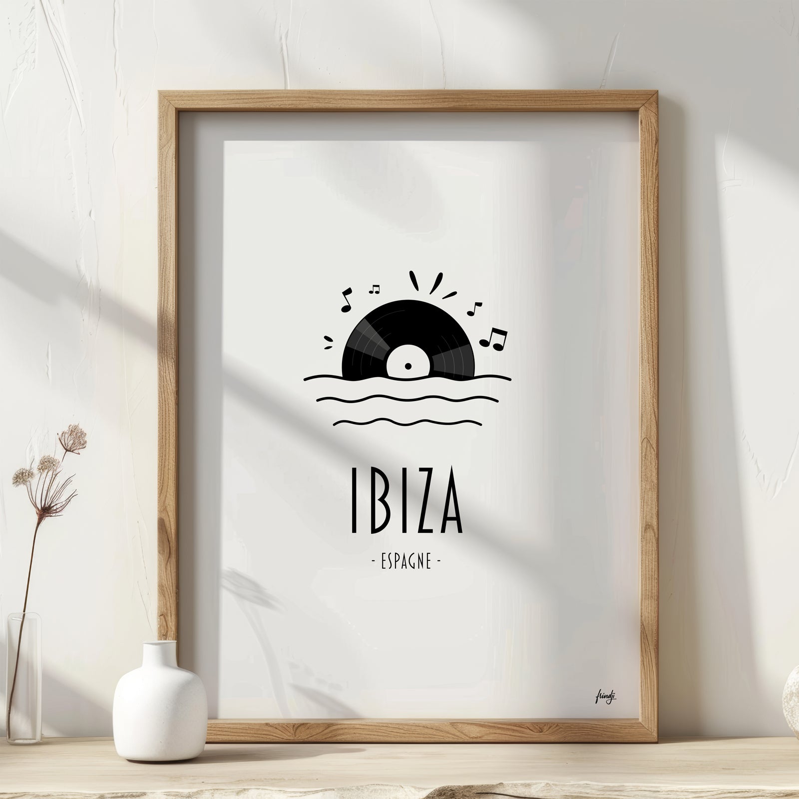 Affiche à l'image de l'île d'Ibiza avec les dj et la mer