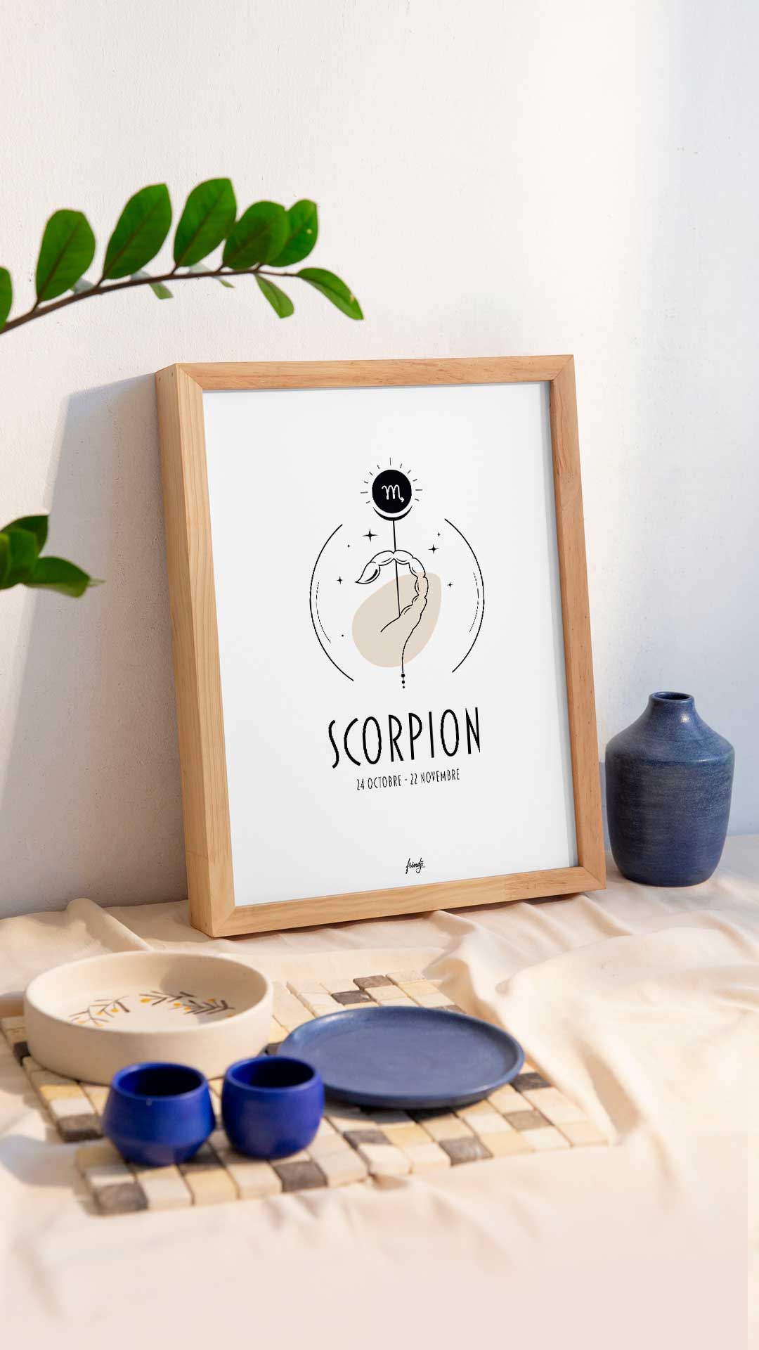 Affiche du signe astrologique du scorpion minimaliste sous cadre
