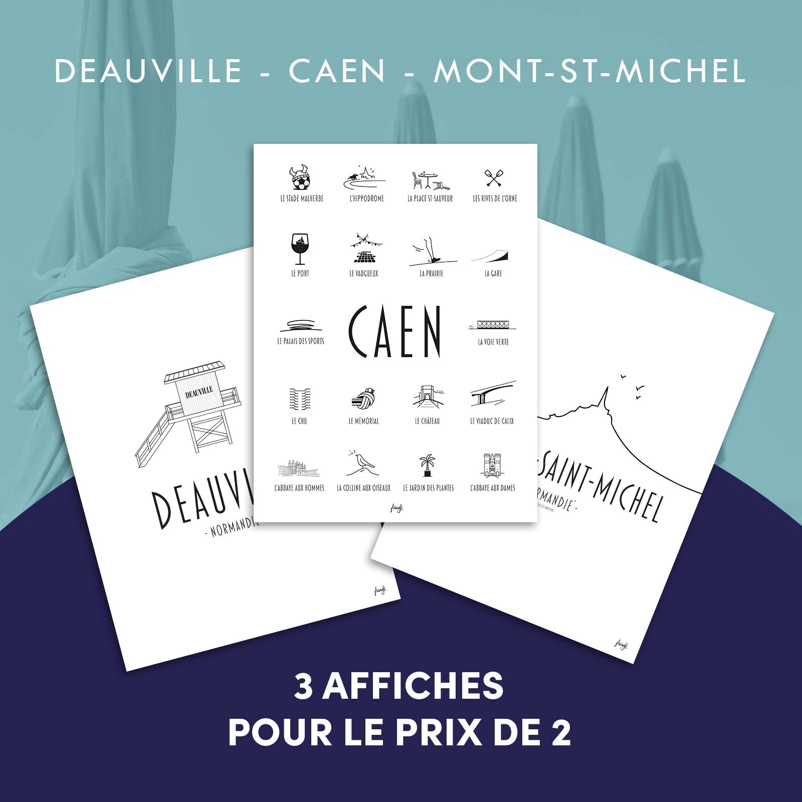 Affiche trio déco pour décoration normande
