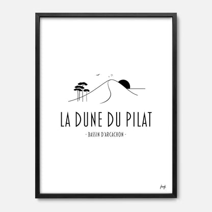 Découvrez notre poster de la Dune du Pilat. Évadez-vous sur le Bassin d'Arcachon avec cette affiche élégante capturant la beauté sauvage de la plus haute dune d'Europe. Déco marine garantie !