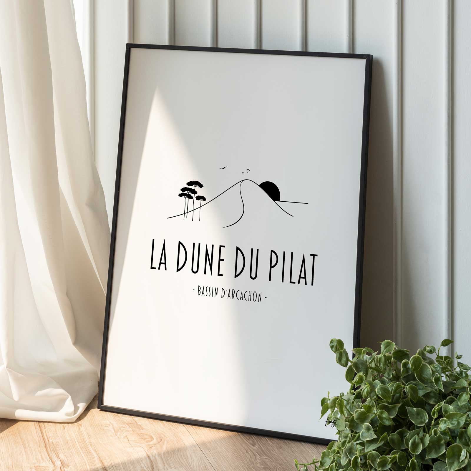 Affiche mural de la dune du pilat au bassin d'Arcachon. Entre dune, soleil, pin et parapente