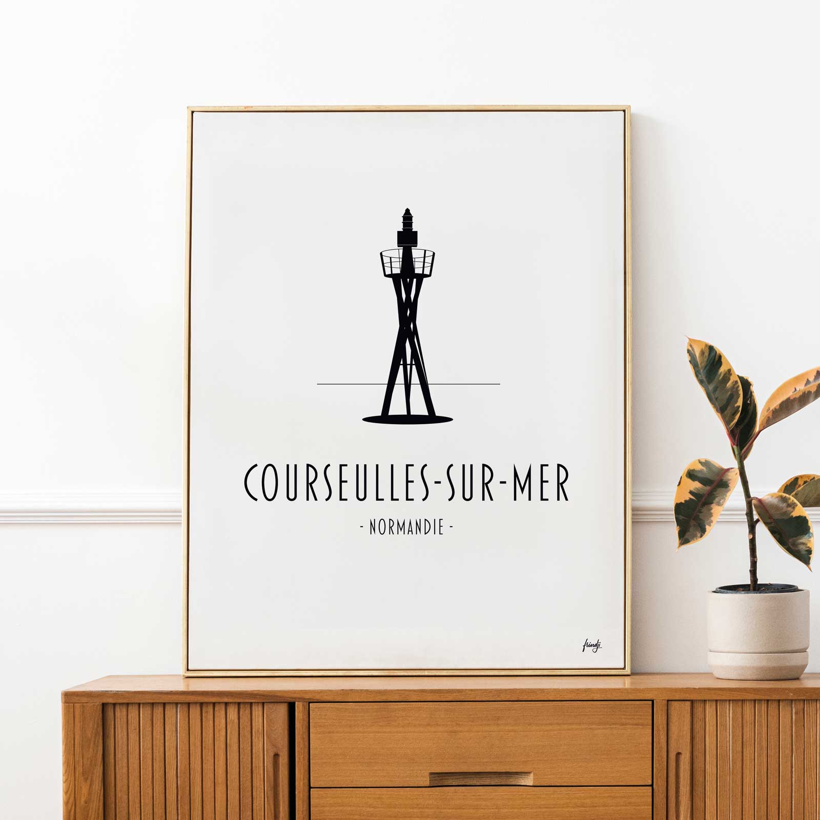 Poster du phare de Courseulles-sur-mer en normandie, décoration murale