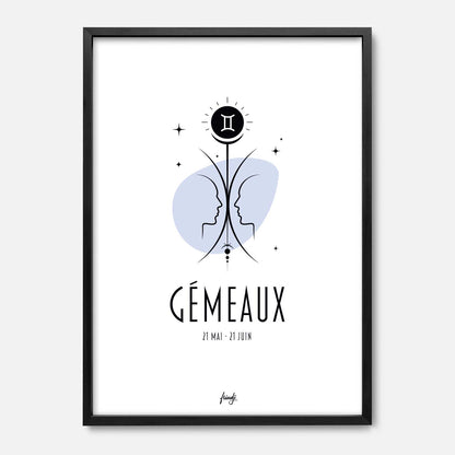 Affiche du signe astrologique du gémeaux pour une déco zen