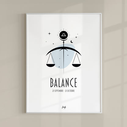 Affiche moderne de signe astrologique de la Balance