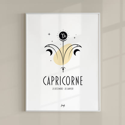 Affiche moderne de signe astrologique du Capricorne
