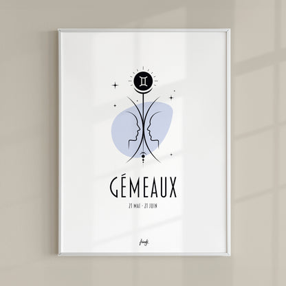 Affiche moderne de signe astrologique du Gémeaux