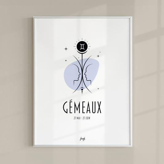 Affiche moderne de signe astrologique du Gémeaux