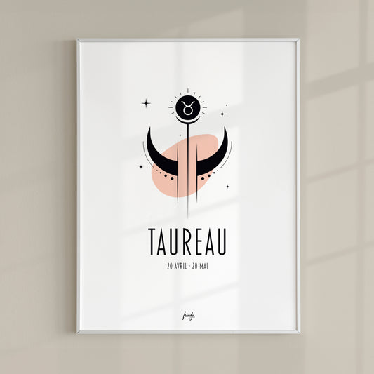 Affiche moderne de signe astrologique du Taureau