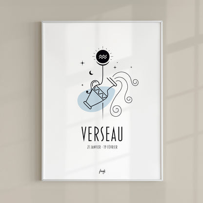 Affiche moderne de signe astrologique du Verseau