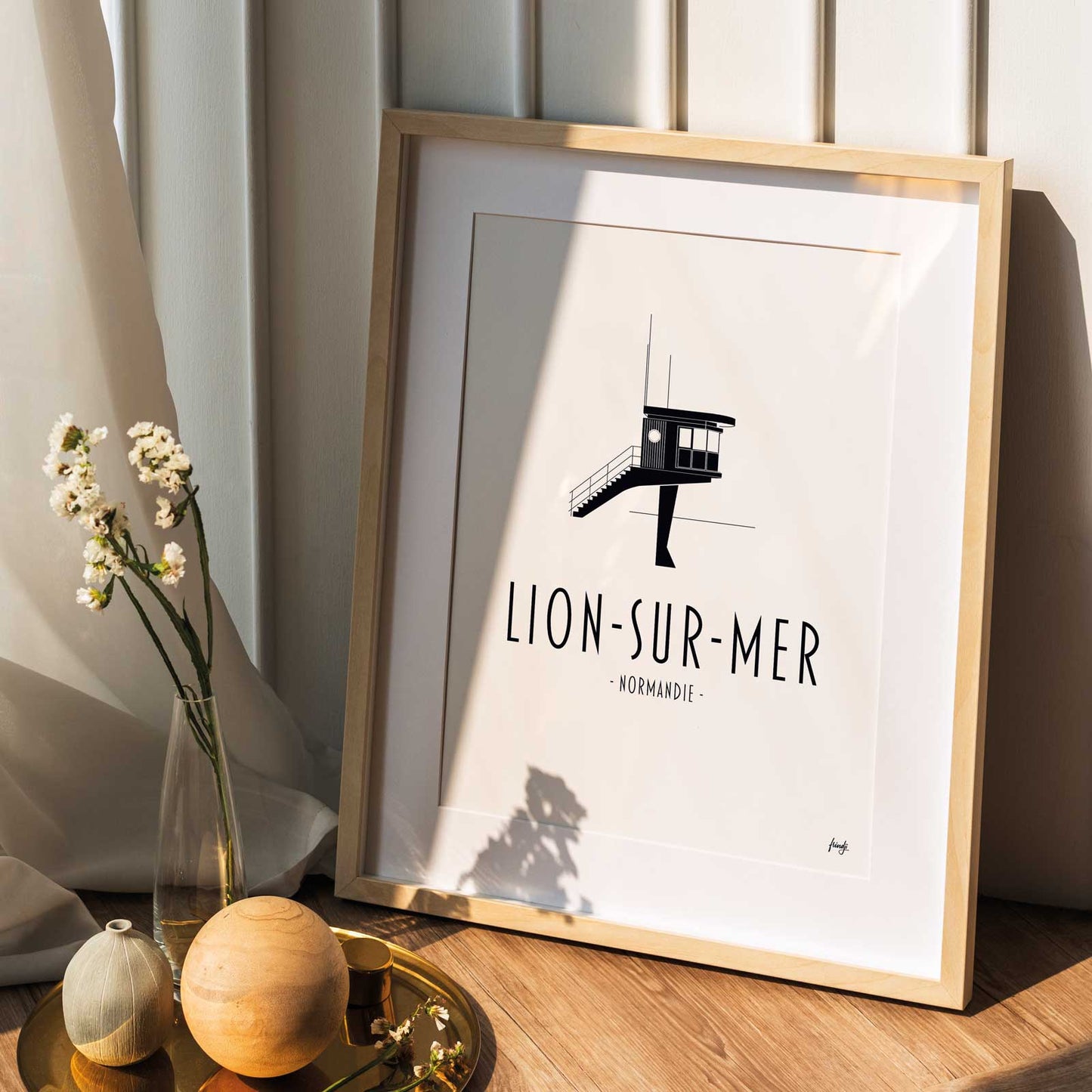Affiche de Lion-sur-mer en Normandie pour une décoration moderne et tendance, idée cadeau