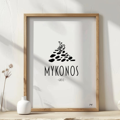 Poster de Mykonos et les pavés des ruelles grecque 