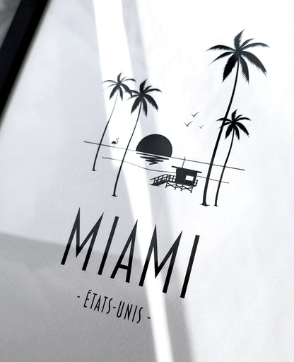 Affiche de Miami Beach minimaliste par Frindji