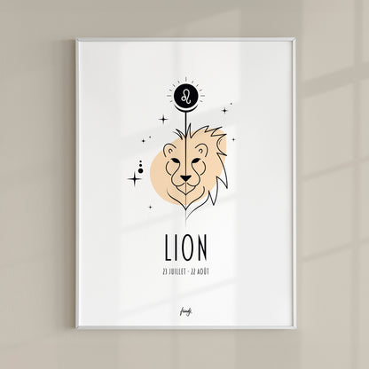 Affiche signe astrologique lion